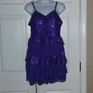Childrens Weissman  ruffle sequin  purple halloween dance costume Sz XXL (20)